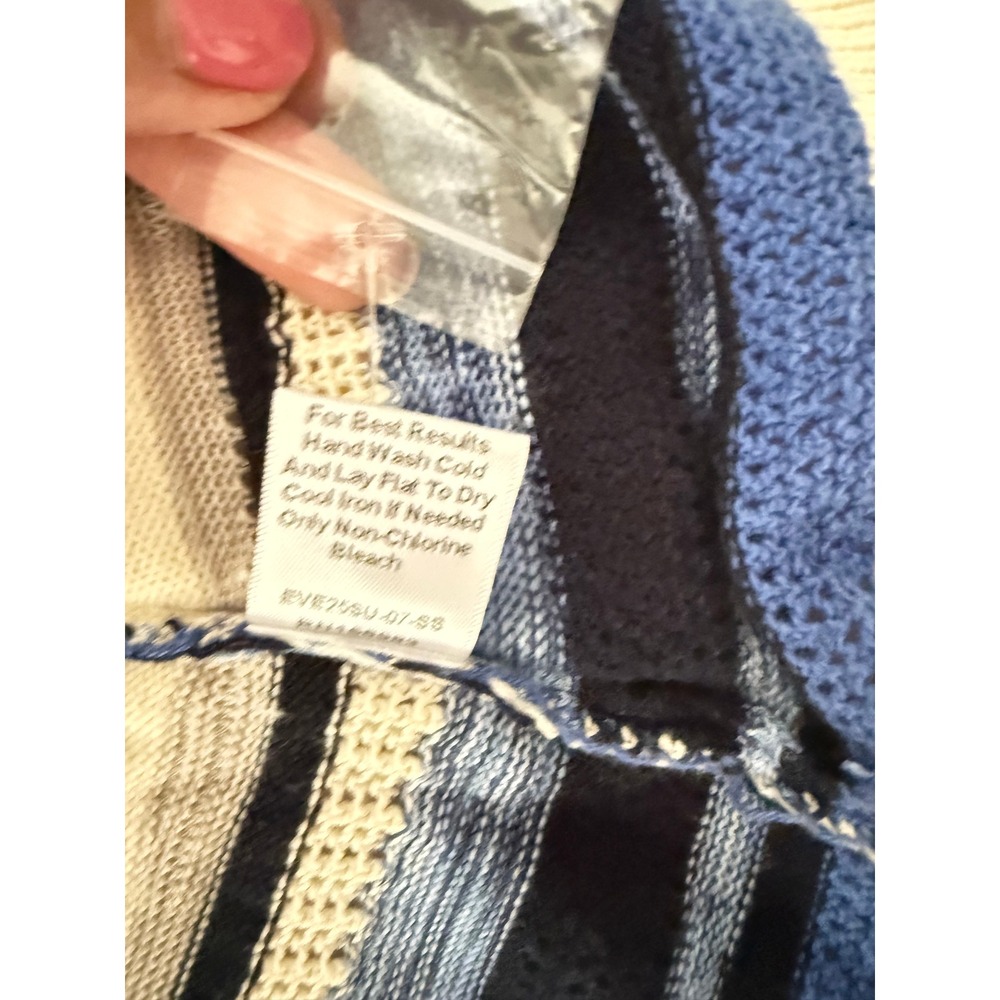 VEREVE XL NWT Blue Cream Striped Cotton Knit Sweater Tank Vest Coastal - Picture 6 of 7